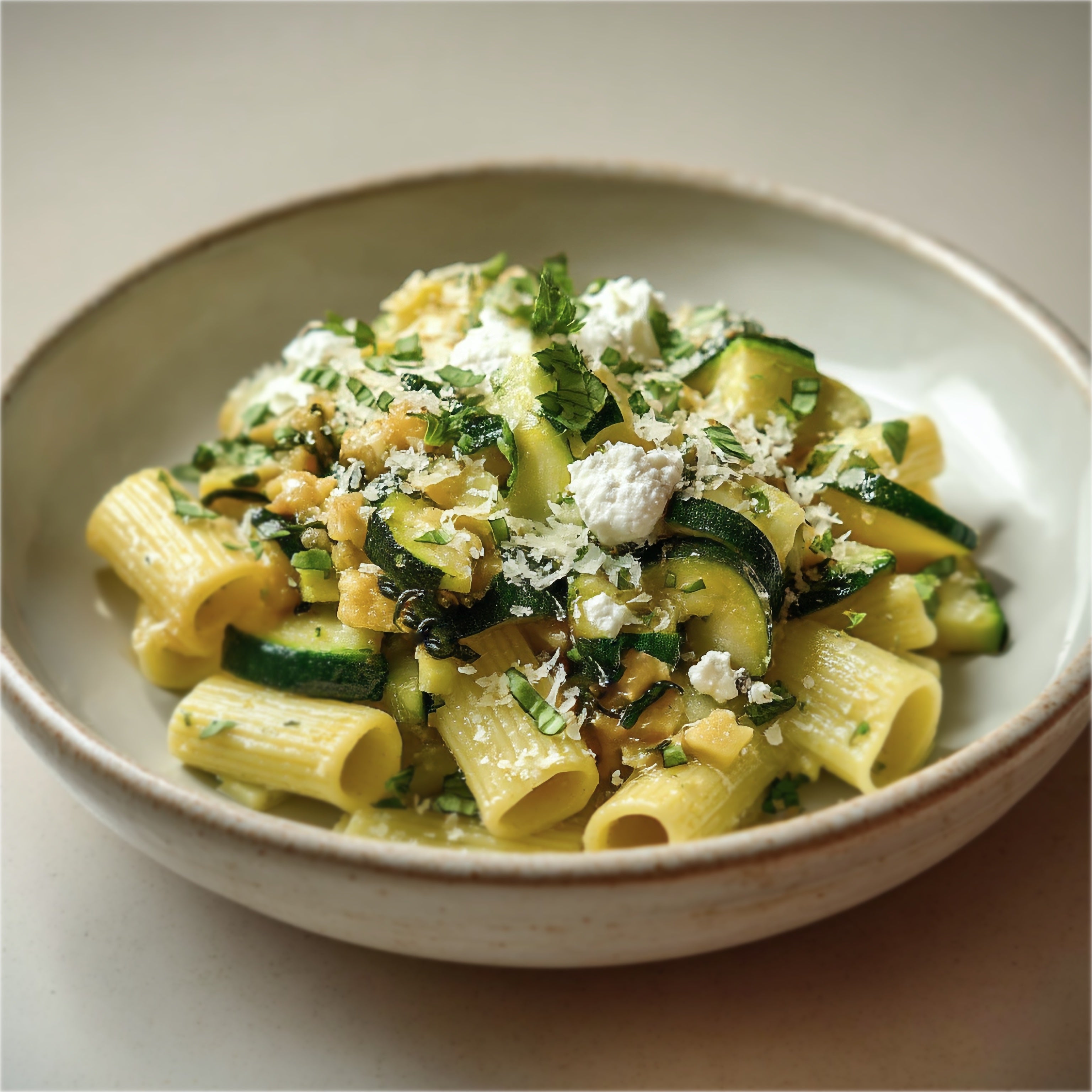 Zucchini &amp; Crumbled Ricotta Pasta with Parmesan